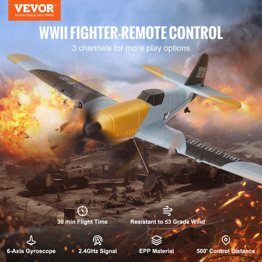 VEVOR RC Airplane WWII Fighter EPP Foam RC Plane With 2.4 GHz Remote Control