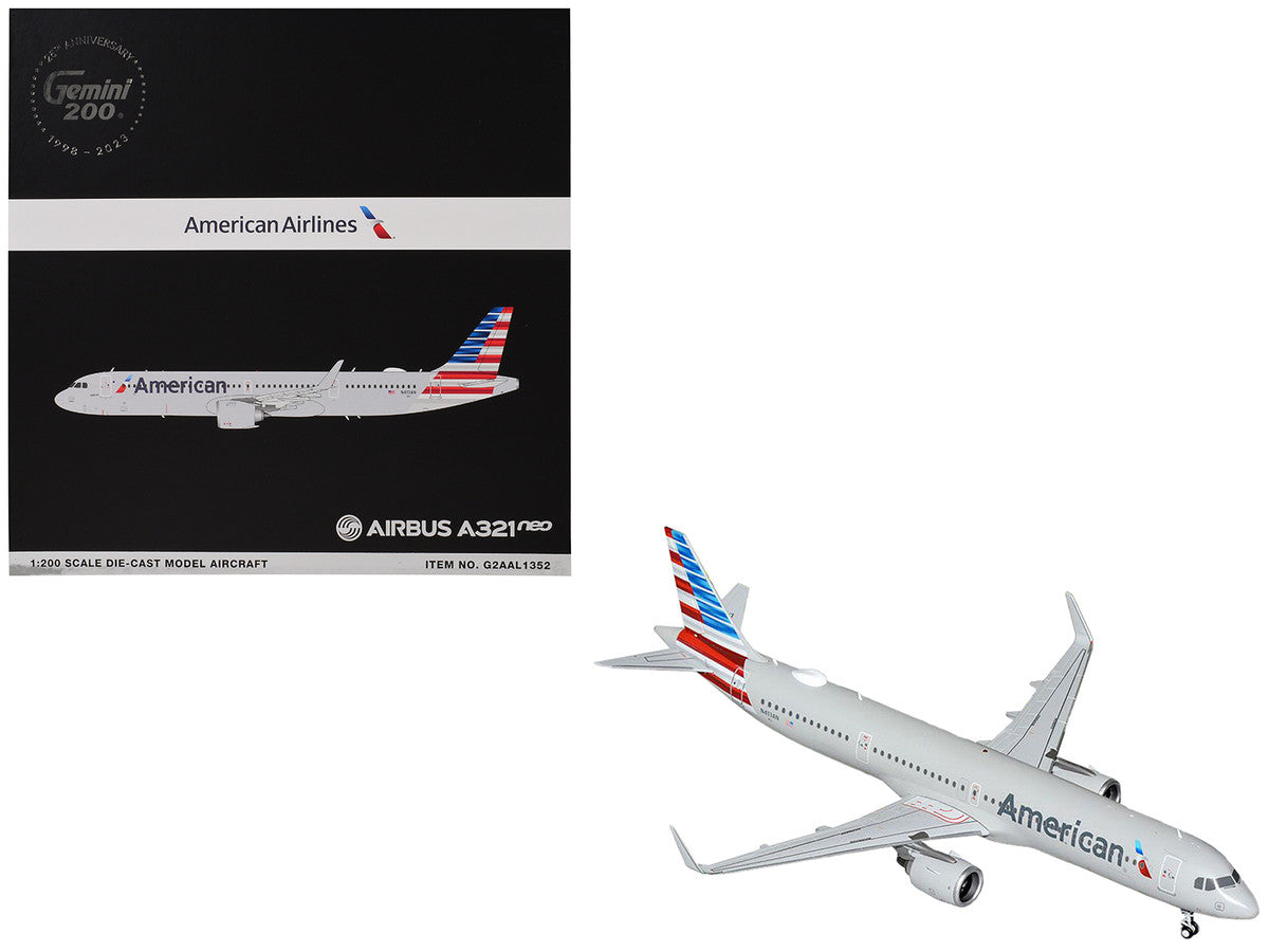 Airbus A321neo Commercial Aircraft "American Airlines" (N413AN) Gray with Striped Tail "Gemini 200" Series 1/200 Diecast Model Airplane by GeminiJets