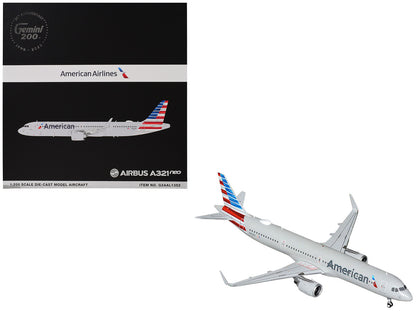 Airbus A321neo Commercial Aircraft "American Airlines" (N413AN) Gray with Striped Tail "Gemini 200" Series 1/200 Diecast Model Airplane by GeminiJets