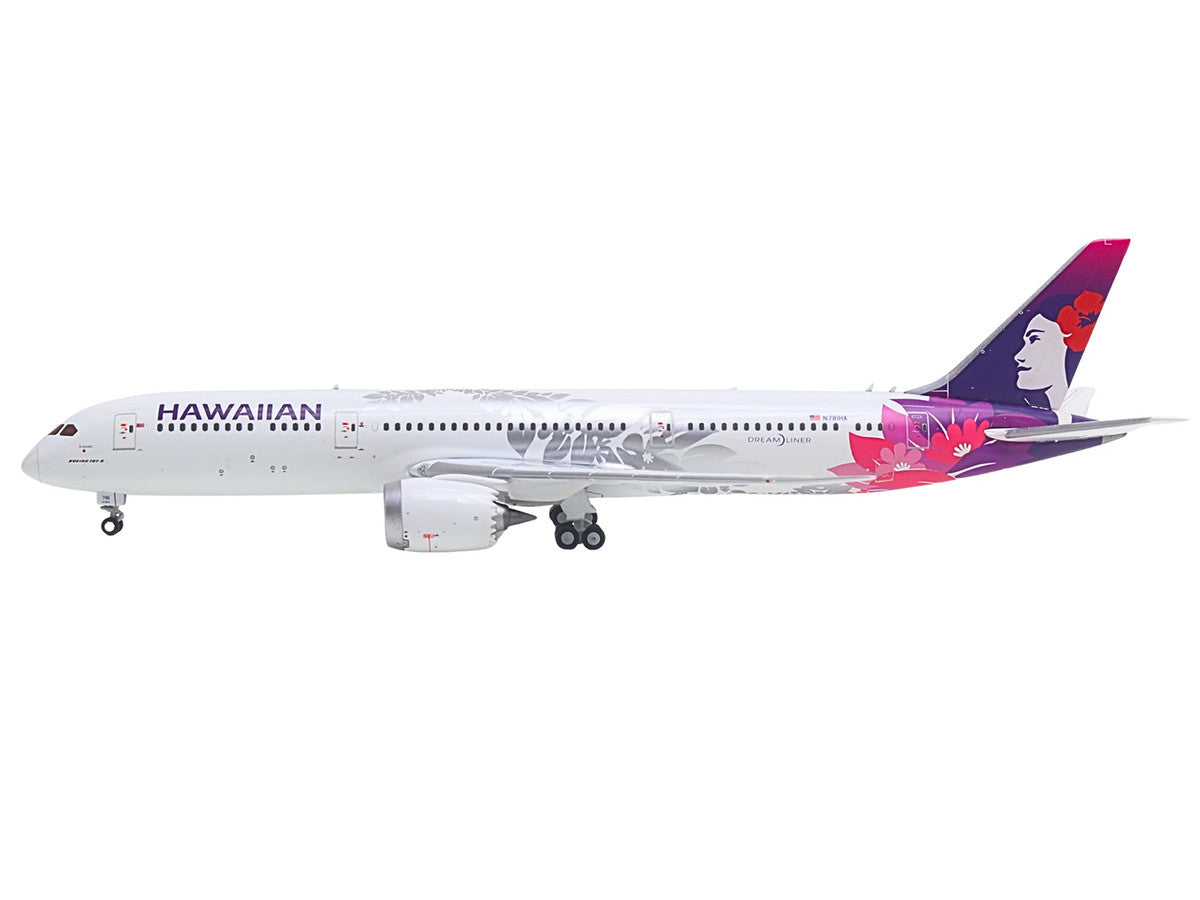 Boeing 787-9 Commercial Aircraft "Hawaiian Airlines" (N781HA) White with Purple Tail Graphics 1/400 Diecast Model Airplane by GeminiJets