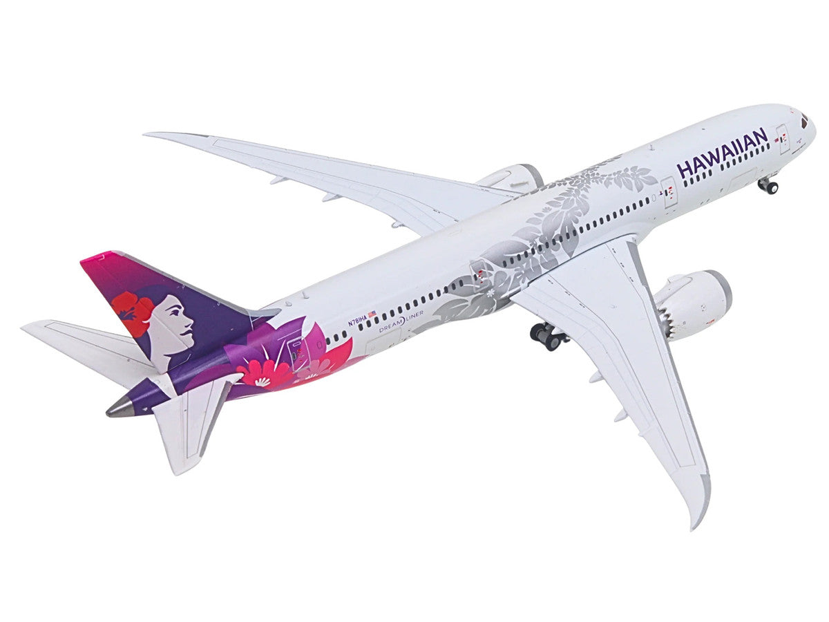 Boeing 787-9 Commercial Aircraft "Hawaiian Airlines" (N781HA) White with Purple Tail Graphics 1/400 Diecast Model Airplane by GeminiJets