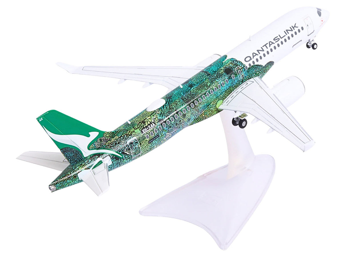 Airbus A220-300 Commercial Aircraft "QantasLink Flying Art Series - Minyma Kutjara Tjukurpa" (VH-X4A) White with Green Graphics 1/200 Diecast Model by Herpa